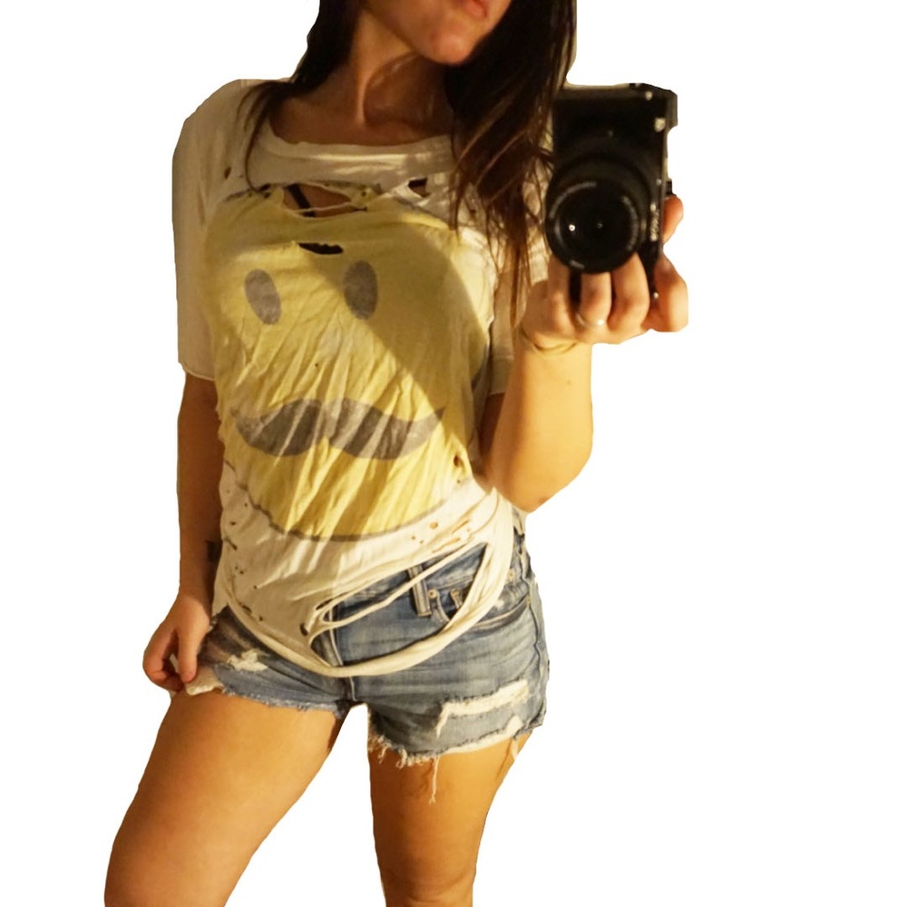 Hometown Heroes distressed smiley tee
